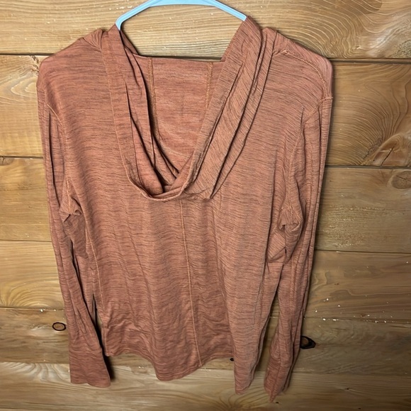 prAna Womens Hoodie Large rust/brown long sleeve‎ kangaroo pocket 1/4 button up - Picture 8 of 8